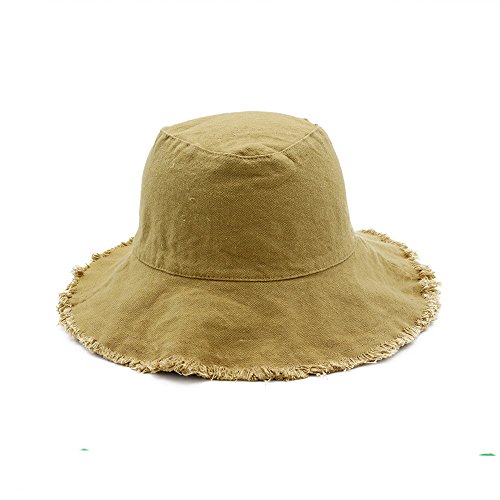 DOSOMI Womens Fringe Bucket Hats Unisex Summer Outdoor Safari Hiking Fishing Caps Foldable Visor Hats Khaki