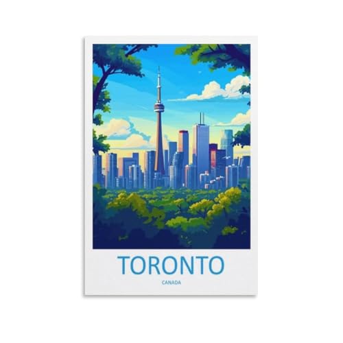 Toronto Canada Travel Poster Canvas Wall Art 20x30in