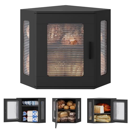 TQVAI Bread Box for Kitchen Countertop Large Corner Bread Loaf