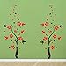 ANFRJJI A pair of 3D Vase Flower Wall sticker Tree Wall Stickers Flower and Vase Wall Decal Flying bird wall sticker Flying Butterflies wall decor for Living Room Bedroom Decoration TV Wall Background Sofa Backdrop effect size 35