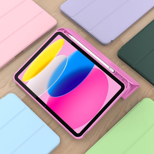 Image of ToaPoia Case for iPad (A16) 11 Inch 2025 /iPad 10th Generation 10.9 Inch 2022, Slim Trifold Stand Protective Cover with Pencil Holder and Soft TPU Back,Support Auto Sleep /Wake (Peach Red)
