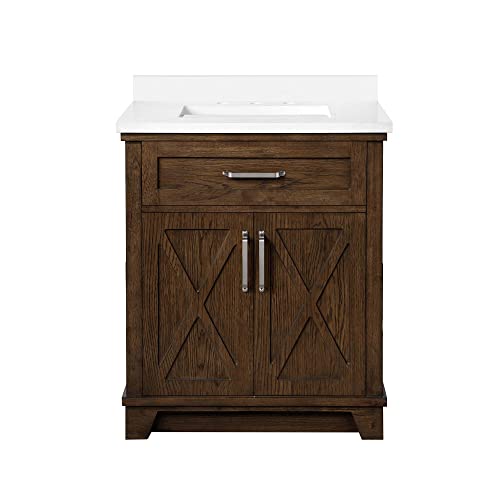 Ove Decors Ollie 30 In. Single Sink Bathroom Vanity Black Extra Brushed Nickel Hardware, Antique Coffee With Ash Veneer #TOP20