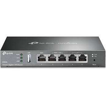TP-Link ER605 Omada Gigabit VPN Router, Up to 3 Ethernet WAN Ports, Mobile Network Connection via USB, IPSec/PPTP/L2TP VPN Ov