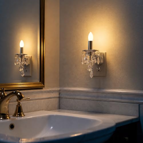 Image of Briignite Chandelier Night Lights Plug into Wall 2 Pack,Dusk to Dawn,Warm