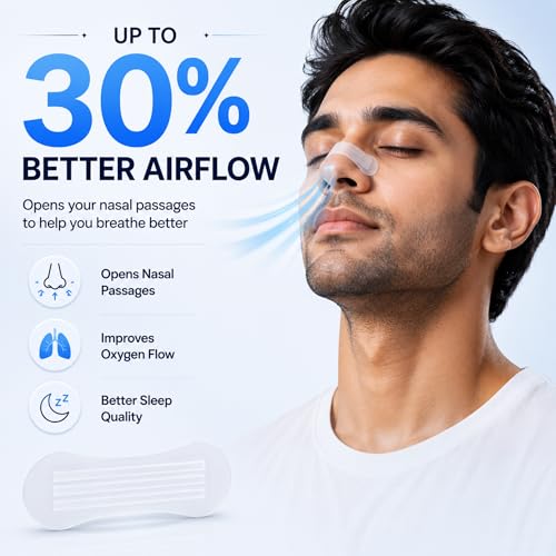 Image of Atovio BreatheX Nasal Strips - Extra Strength Snoring & Congestion Relief | Sweat-Proof, Hypoallergenic Adhesive | Opens Nasal Passages for Better Breathing, Sleep & Sports Performance | CDSCO Licensed (Transparent, Pack of 10)