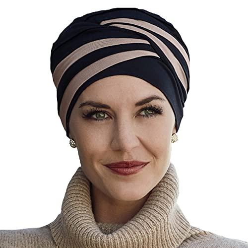 Turbante Shanti con bambú negro y marrón para mujeres con alopecia