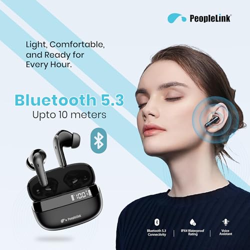 Image of TWS05 Earbuds up to 45 Hours Playback, Voice Assistant, App Connectivity,2-mic Clear Calls,3D Spatial Audio,Low Latency for Gaming, IPX4 TWS,12.4mm Drivers,Up to 46dB Hybrid ANC (Black)