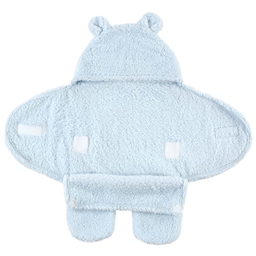 Image of Hudson Baby Unisex Baby Animal Sherpa Baby Outdoor Stroller Sack Wrap, Lt Blue, One Size