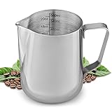 Zulay Kitchen espumar una jarra € “mejor leche vaporizador vapor copa - fácil de mediciones leer creamer dentro - making espuma de café matcha chai latte cappuccino caliente y un chocolate €“acero st