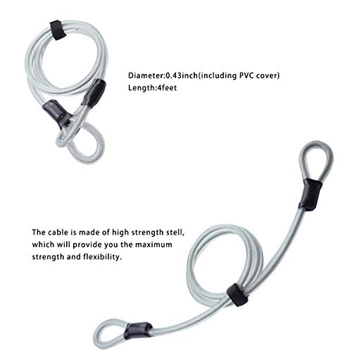 image for Wanku Bike U Lock with Strong Cable Heavy Duty Bicycle U-Lock U Shackl