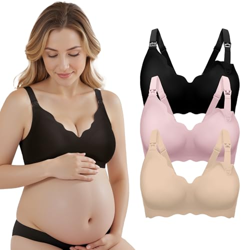 Consejos para Comprar Sujetadores premamá para Mujer disponible en línea para comprar. 43 WELKSDG - Paquete de 3 sujetadores de lactancia para lactancia, brasier de maternidad sin costuras para mujeres embarazo, con extensores de brasier y clips adicionales, Negro beige...