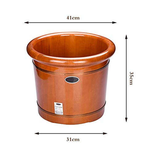 Bañera de madera para pies Katzowen, cubeta de roble para remojo y masaje podal, con cubierta y puntos de acupresión (Color: madera marrón + cubierta) miniatura 7