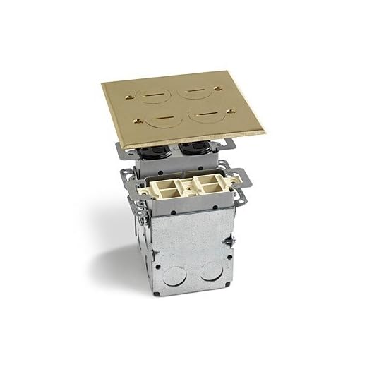 Lew Electric SWB-4-PQ Floor Box, Quad Box w/Duplex Receptacle & 4 Communications/Data Ports - Brass