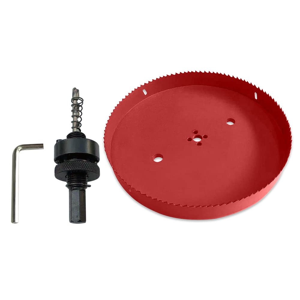 TUNEZ® Sierra perforadora M42 bimetálica con árbol hexagonal y brocas de metal centrado, kit de sierra de corona para madera, metal, yeso y chapa de hierro, tubo de plástico (275 MM)