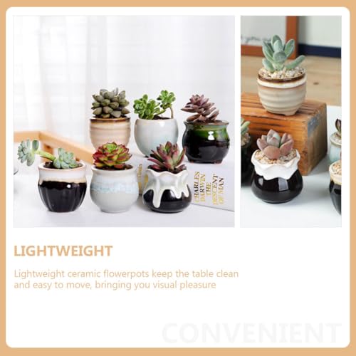 Pots à plantes en céramique Milisten lot de 6 avec trou de drainage style aléatoire