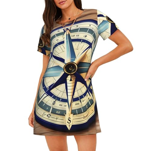 ZTPOWQA Maritime Sailboat - Camisón de manga corta para mujer, ligero, para uso diario, ropa de dormir, Negro, 3XL