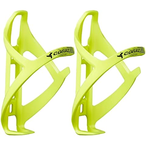 corki Cycles Bike Water Bottle Holder, Right Side Entry Water Bottle Cage for Road & Mountain Bikes Yellow 2-Pack Cover