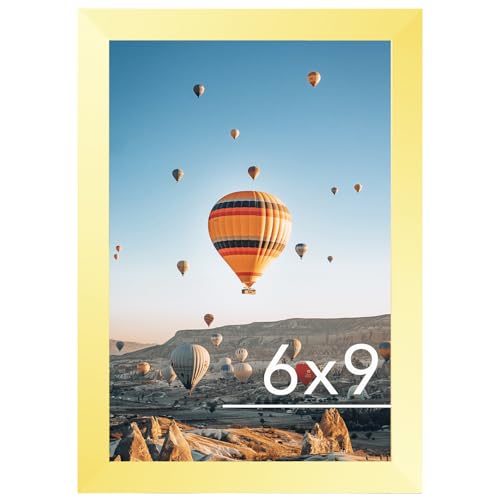 Image of JCJMY 6x9 Picture Frame Gold for Wall Hanging or Tabletop- Wall Mounting Horizontally or Vertically, 6 x 9 Wall Gallery Poster Photo Frames for 6 by 9 Photos, Gold