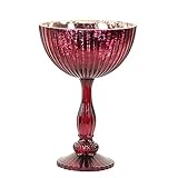 Koyal Wholesale 7' x 10.5' Burgundy Compote Bowl Centerpiece Glass Antique Pedestal Vase, Floral Centerpiece Stand