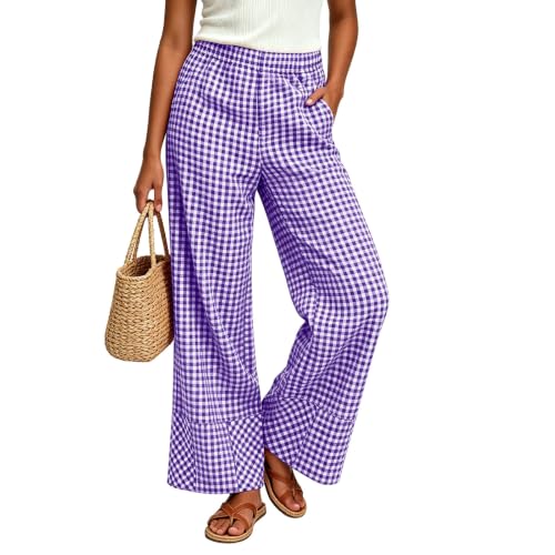 Gingham Pants Women 2026 Business Casual Purple Small — view 5
