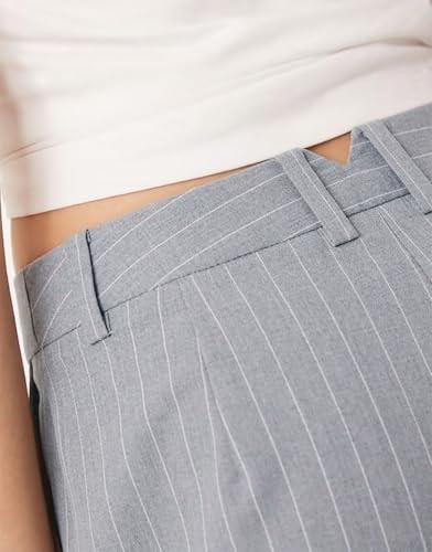 Image of KOTTY Women's Tailored Wide Leg Pinstripe Pants - High Waisted Straight Fit Work Trousers with Pockets, Elegant Office & Business Casual Wear