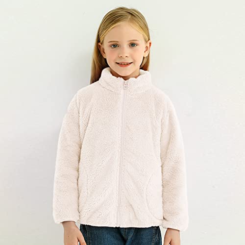 Boys Girls Sherpa Fluff𝘆 Fleece Jacket Kids Full Zip Up Thicken Warm Coat with Pocket Basic Solid Trendy Sweatshirt3