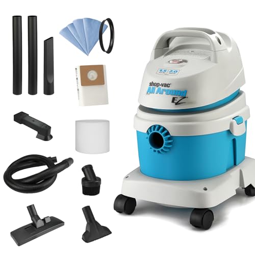Shop-Vac 1.5 Gallon 2.0 Peak HP All Around EZ Wet/Dry Vacuum, Portable Compact Shop Vacuum, 3 in 1 Function with Wall Bracket & Multifunctional Attachments for Home, Apartment, Vehicles, 5895100