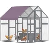 PawHut Hühnerstall 3,07㎡ 1,7 x 1,8 x 1,8 m Freilaufgehege Holz mit wasserdichtem Tuch, Sicherheitsschloss, Doppeltür, 2 Nistkasten, 2 Sitzstange, Hühnergehege für 6-8 Hühner, Enten, Gänse, Kaninchen