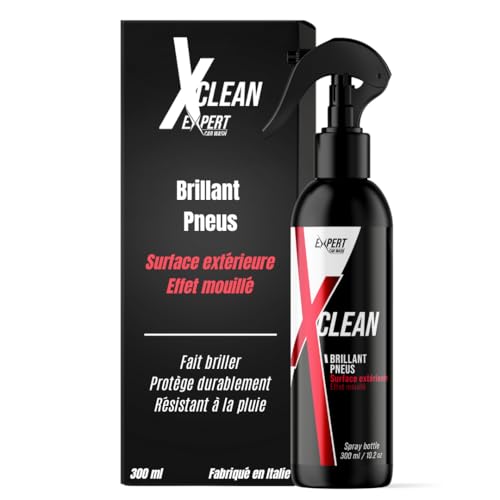 X Clean Brillant Pneu Voiture 300 ml - Effet Noir Intense & Durable - Protège Contre UV et Craquelures - Finition Satinée Professionnelle - Sans Essuyage -...