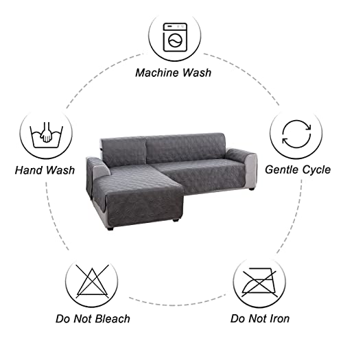 Genina Sectional Couch Covers For Dogs L Shaped Sofa Covers Chaise Lounge Cover Reversible Couch Covers For Sectional Sofa L Shape Furniture Protectors Cover For Pets, Kids (Dark Gray, Small) #TOP6