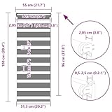 vidaXL Zebra Roller Blinds - White 55x100 cm - Polyester - Dual Layer - Light Control & Privacy - Home/Office Use - Image 3