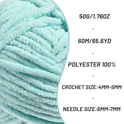 Image of 3 Pack Fluffy Velvet Yarn for Crocheting,Baby Blanket Yarn for Crocheting Soft,150g(196.8yds) Amigurumi Yarns,Plush Chenille Crochet Yarns,Puzzle Yarn for Crochet Weaving Craft(3 Aqua Green)
