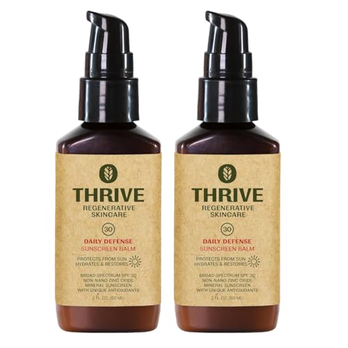 Image of Thrive Natural Care Moisturizing Mineral Face Sunscreen SPF 30, 2 Ounces, Lightweight Moisturizer Broad-Spectrum Natural Face Sunblock with Clear Zinc Oxide & Antioxidants, Vegan Non Greasy, Pack of 2