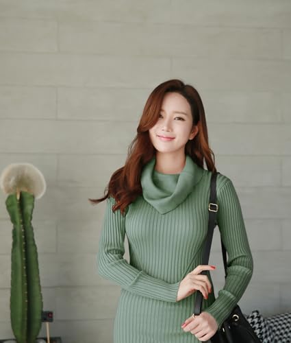 Image of v28 Women's Stretchable Cowl Neck Knit Long Sleeve Slim Fit Bodycon Sexy Sweater