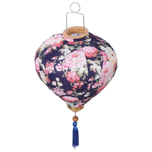 Ipetboom Farolillo Colgante Vintage de Satén Azul Oscuro 30 CM Resistente al Agua para Decoración Asiática Exterior Farolillos Vietnamitas Decorativos para Jardín y Festivales