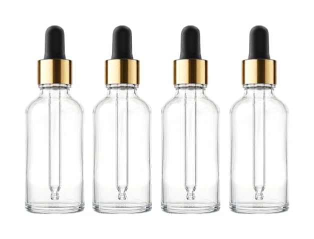 VOW 10ML Transperant Empty Glass Dropper Bottles, Golden Sleeve, Black Rubber Teat, Leakproof, Travel For Oil, Perfume, Serum, Cosmetic_Pack of 4-image-40
