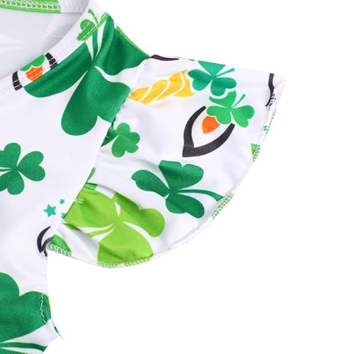 Toddler Girls St. Patricks Day Shamrock Clover Pearl Flutter Sleeve Dress 3-8Y3