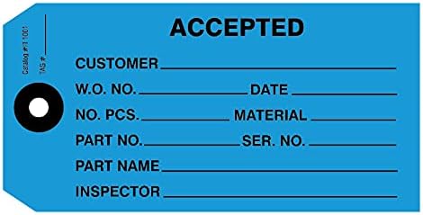 500 Pack Accepted Tag, Size #5, Blue 4-3/4 x 2-3/8