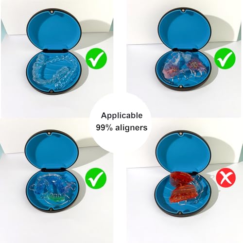 Maoerdental 2PCS Retainer Case Compatible with Invisalign,Cute Slim Aligner Case,Customized Magnetic Closure Orthodontic Retainer Cases (2 Pack Black + Blue Silicone) - Thumbnail 6