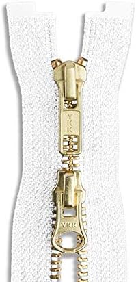 26" Brass Two-Way Jacket Zipper White Separating Zipper Zip for Sewing Craft