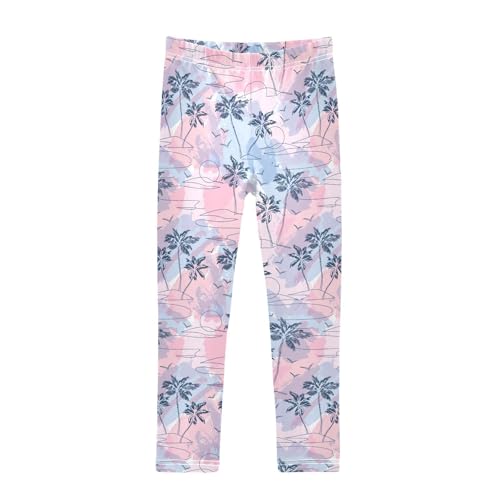 Tropical Island Girls Leggings,Workout Leggings for Girls Toddler Athletic Leggings Size for 3-10T