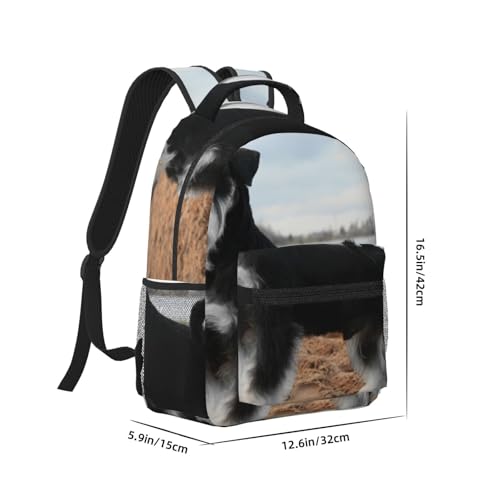 Sac à dos chien schnauzer imperméable pour écolier noir idéal collège