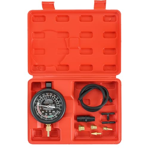 Acymner Vacuum and Fuel Pump Tester Gauge Kit | Gauge Leak Carburetor Pressure Diagnostics Tool Kit (Red)