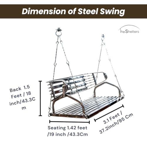Image of Heavy Duty Steel Hanging Swing Chair for Adults | Reversible Back Support | Indoor & Outdoor Garden Swing for Balcony, Patio, Terrace & Living Room