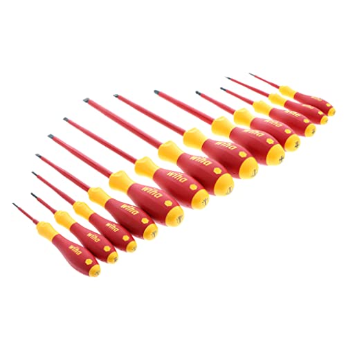 Image of Wiha 32094 Slotted & Phillips Insulated Screwdriver Set, 13 Piece, 1000V VDE, SoftFinish Handle, Black Oxide