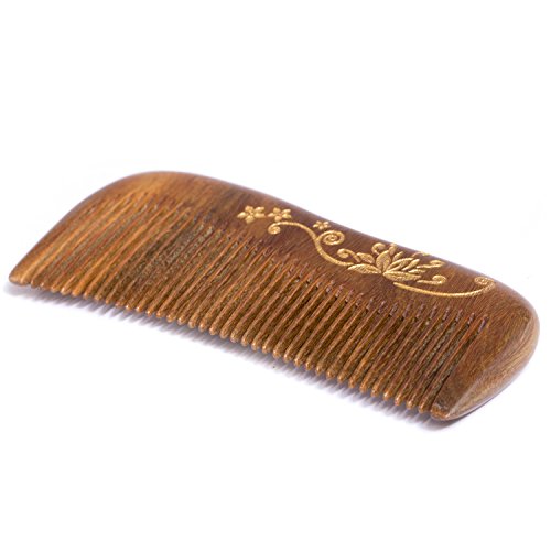 Breezelike Wooden Hair Comb - Fine Tooth Wood Comb For Women - No Static Natural Detangling Sandalwood Comb #TOP2