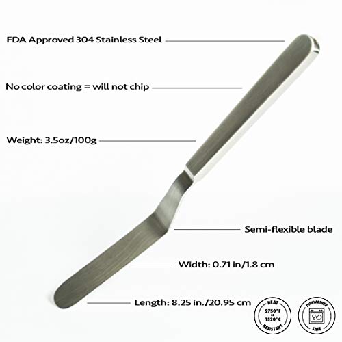 Chef's Offset Spatula For Plating, Decorating, Cooking, Icing, Spreading, Natural Matte Stainless Steel 304. #TOP5