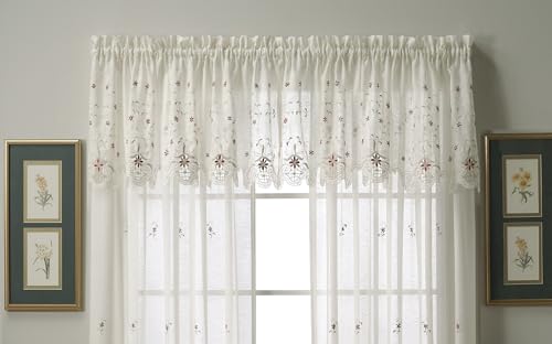 Today's Curtain, Sunshine Semi Sheer Embroidery Tailored Valance 18