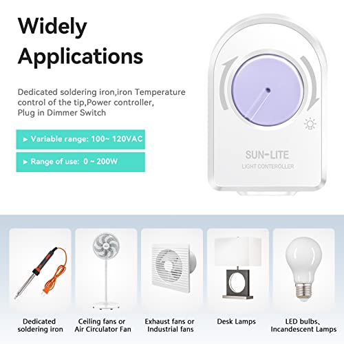 Aiwode I-330A Rotating Dimmer Switch,Soldering Iron Temperature Control,Electric Fan、Factory Electric Fan,Ventilation Fan,Power Controller,Desk Lamp,Dimming Led Light,Ul Listed,White,Below 200W,Pack Of 1. thumb #1