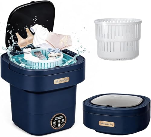 Image of Portable Washing Machine, 16L Mini Washing Machine With Spin Basket, Small Portable Washer Machine Suitable for Underwear Small Clothes Dryer Deep Cleaning D3
